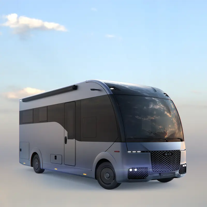 HIP-4Family-Front-Side-View-bg-sq Front-side view of 4Family, a family motorhome by HIP Campers.