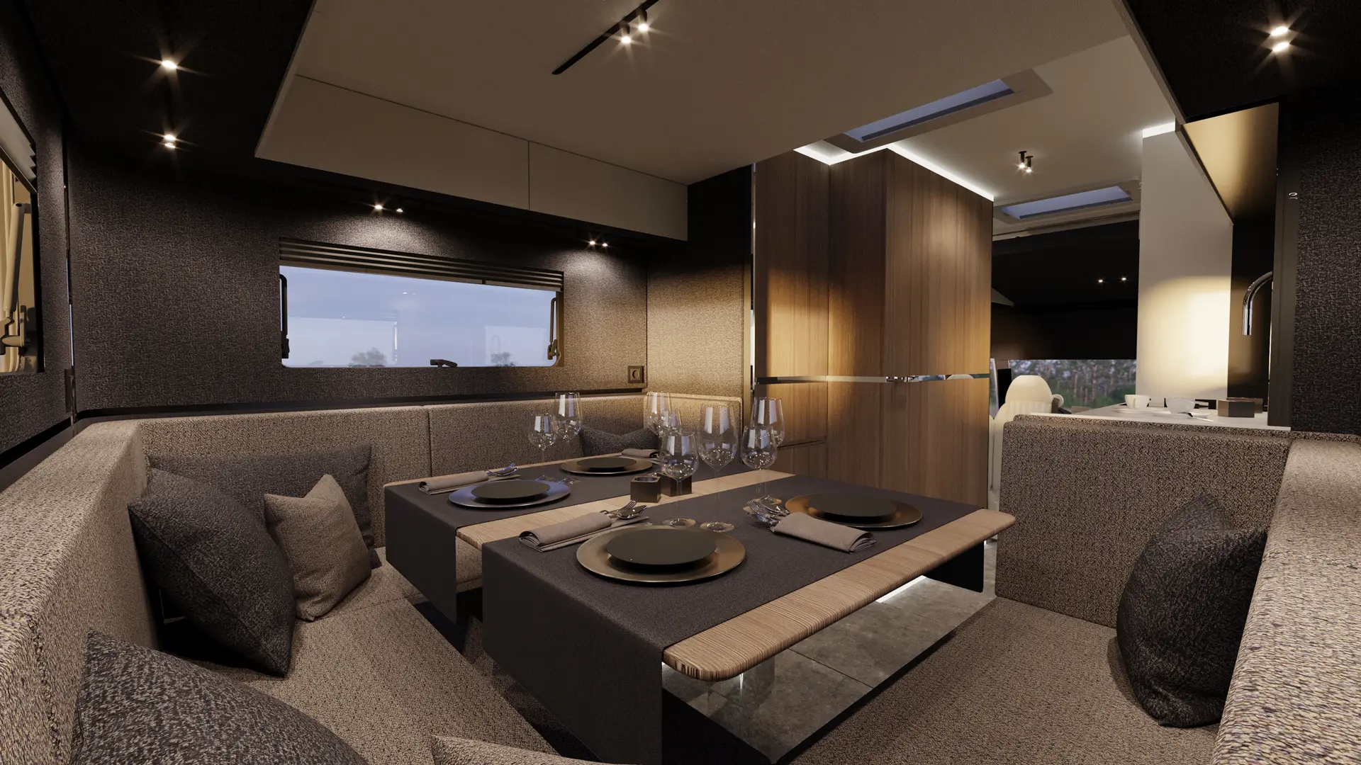 HIP-4Family-Rear-Lounge-1A-land The rear lounge of 4Family, a family motorhome by HIP Campers.