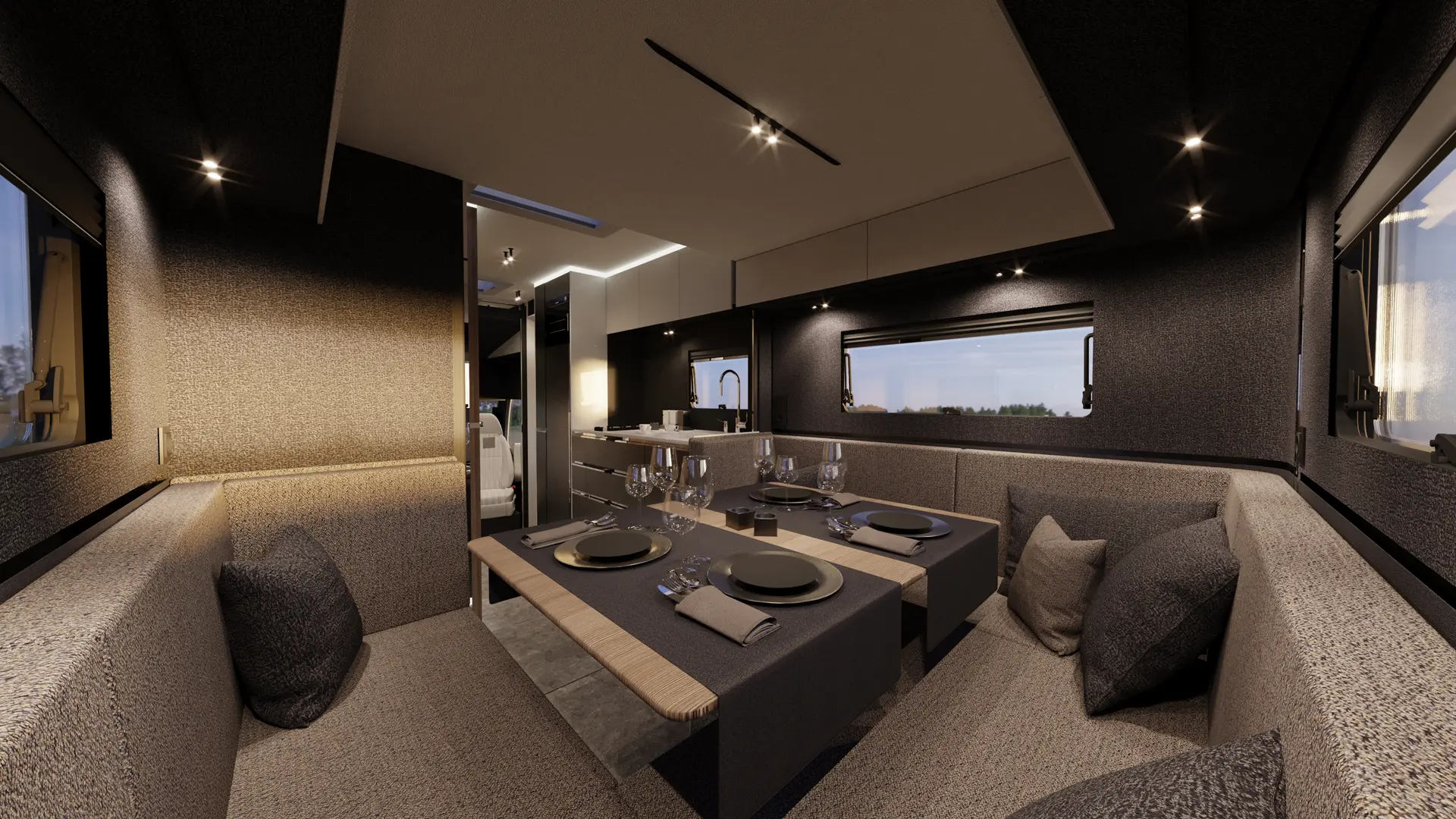 HIP-4Family-Rear-Lounge-2A-land The rear lounge of 4Family, a family motorhome by HIP Campers.