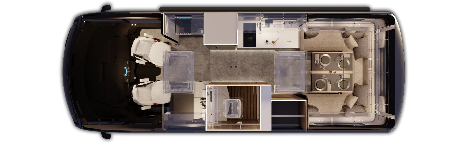 HIP 4Family Day Layout The day layout of 4Family, a family motorhome by HIP Campers.